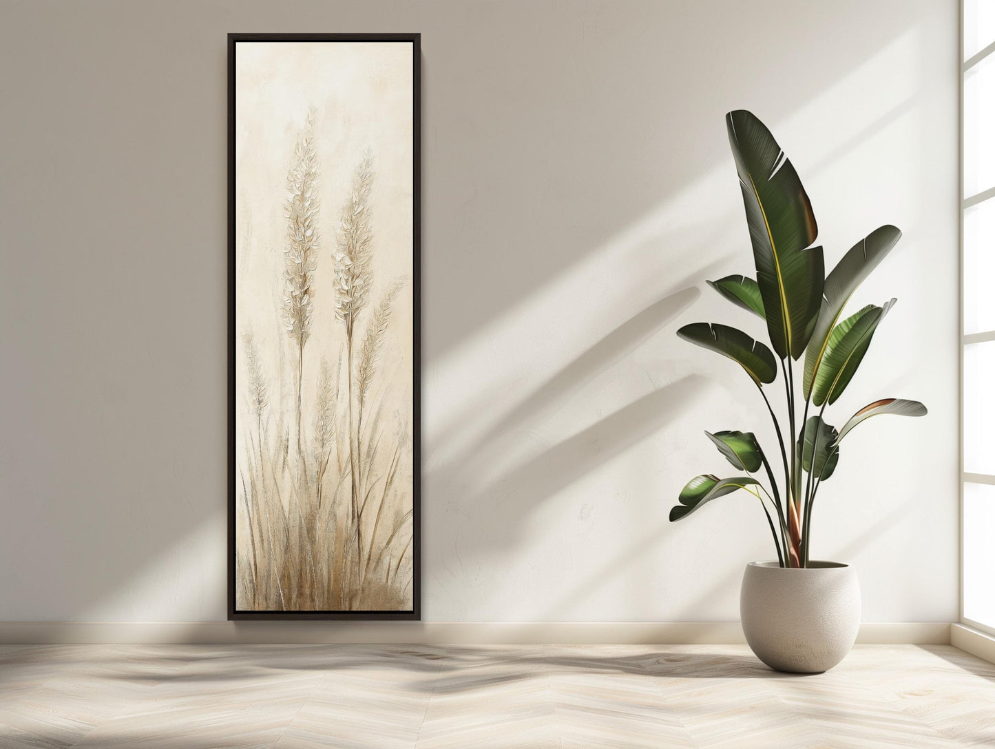 Wild Grass canvas wall art shown in a styled room