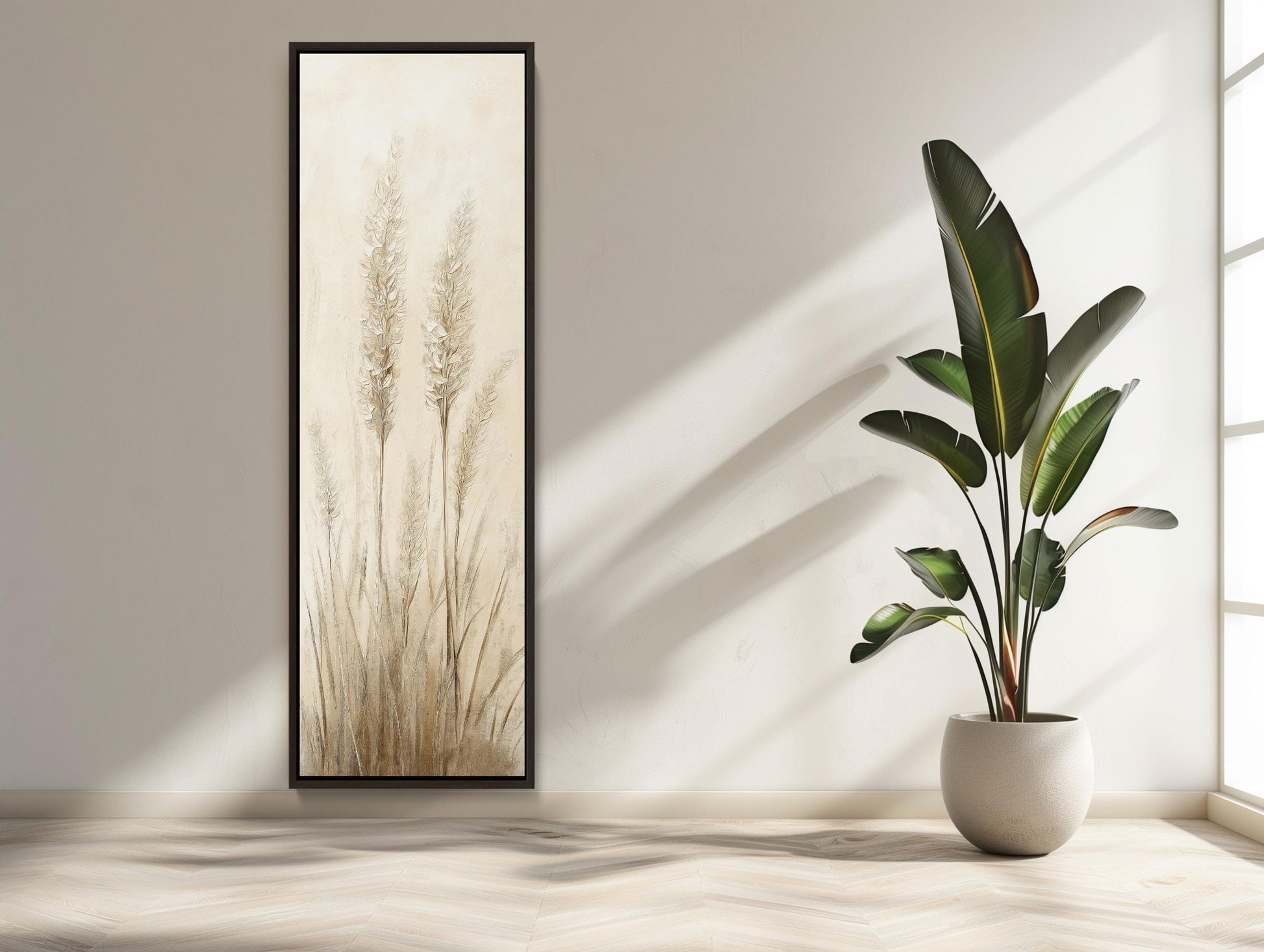 Wild Grass canvas wall art shown in a styled room