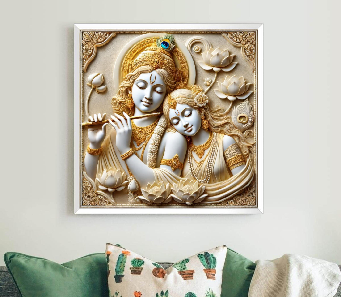 Radha Krishna canvas wall art, gallery-wrapped or framed