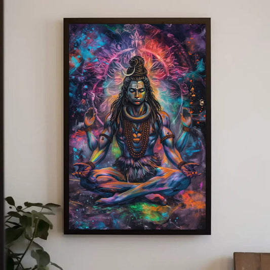 Lord Shiva Meditation Canvas – Yoga Wall Art | Spiritual Yoga Painting, Serene Home Decor