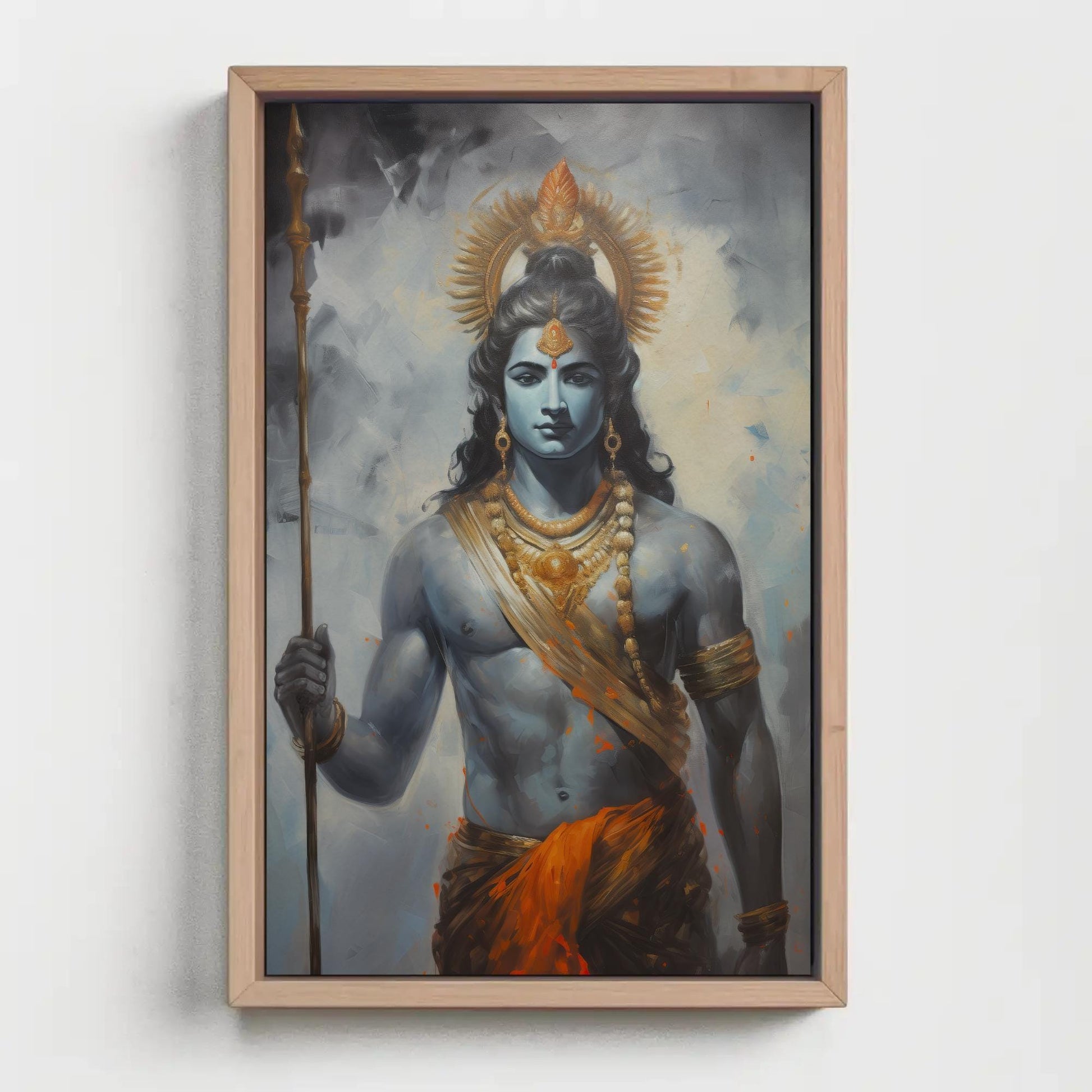 Vintage Lord Rama , Hindu Temple canvas wall art, statement décor