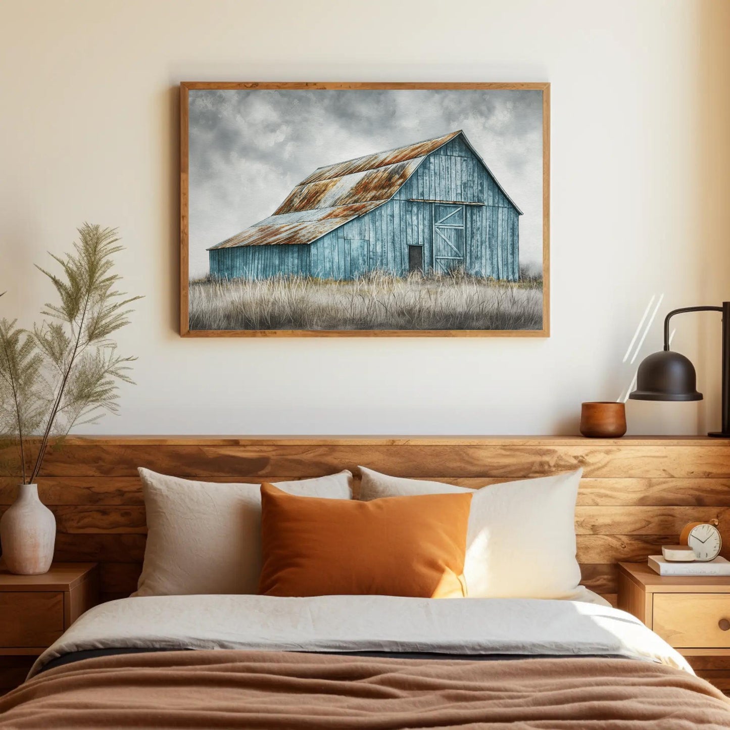Rustic Blue Barn farmhouse canvas wall art for the home