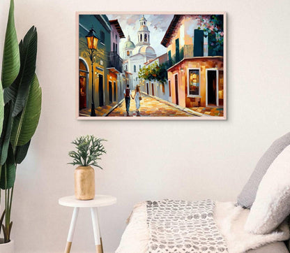 San Juan Puerto Rico , Boricua Cityscape Art canvas print, premium giclée wall art