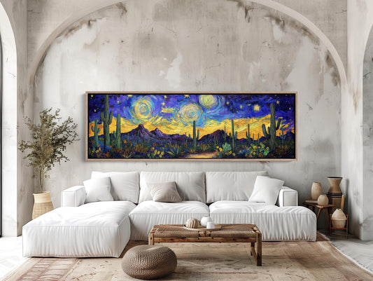 a living room with a large painting on the wall