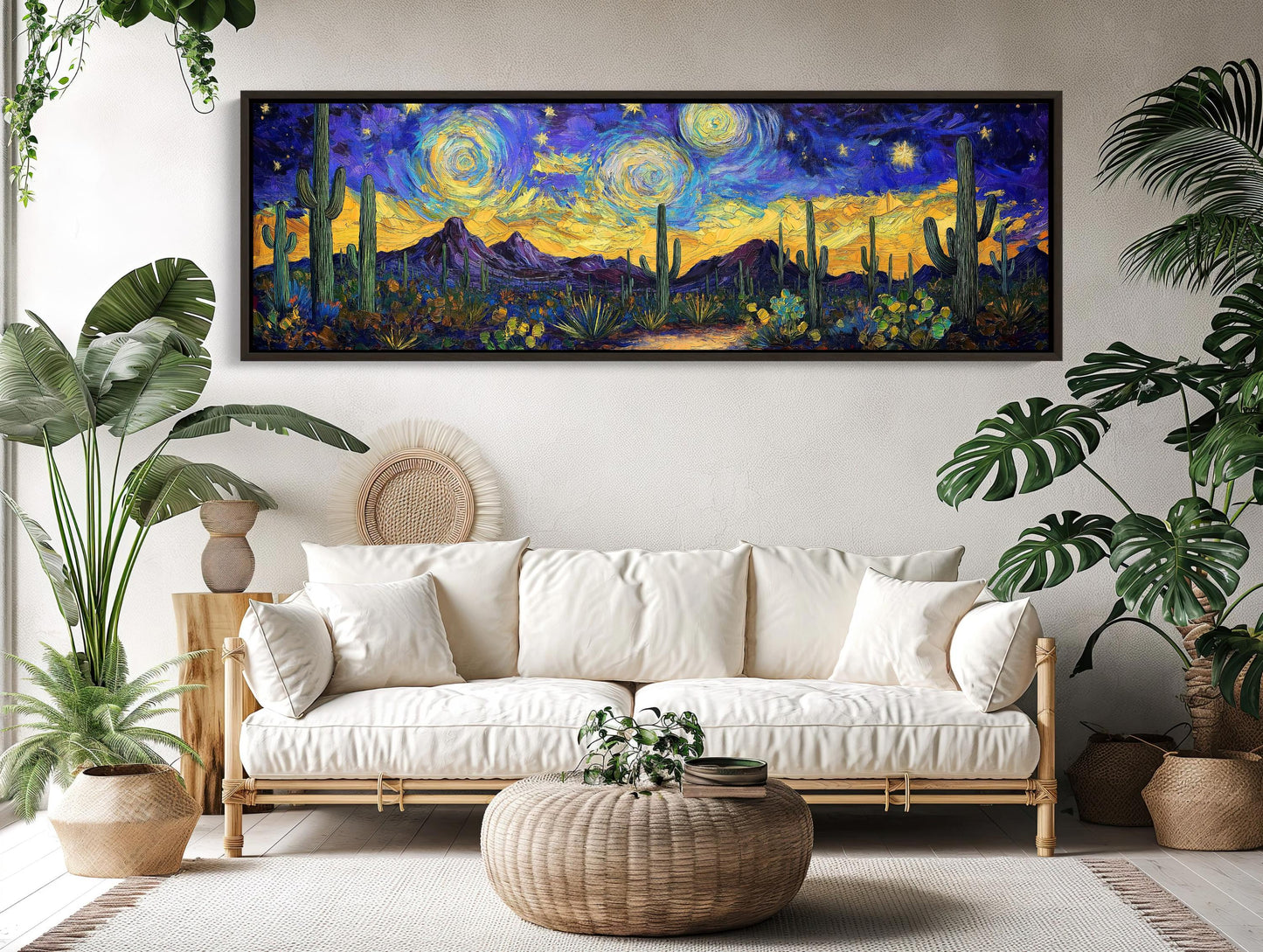 Sonoran Desert canvas wall art shown in a living room