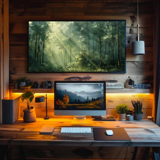 a desktop computer sitting on top of a wooden desk