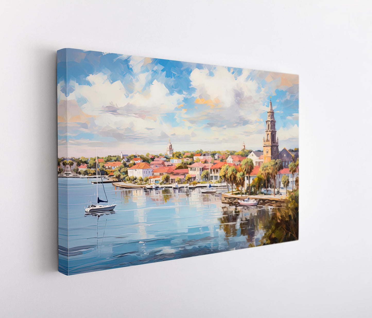 St Augustine , Florida Coastal Historic canvas wall art in blue tones