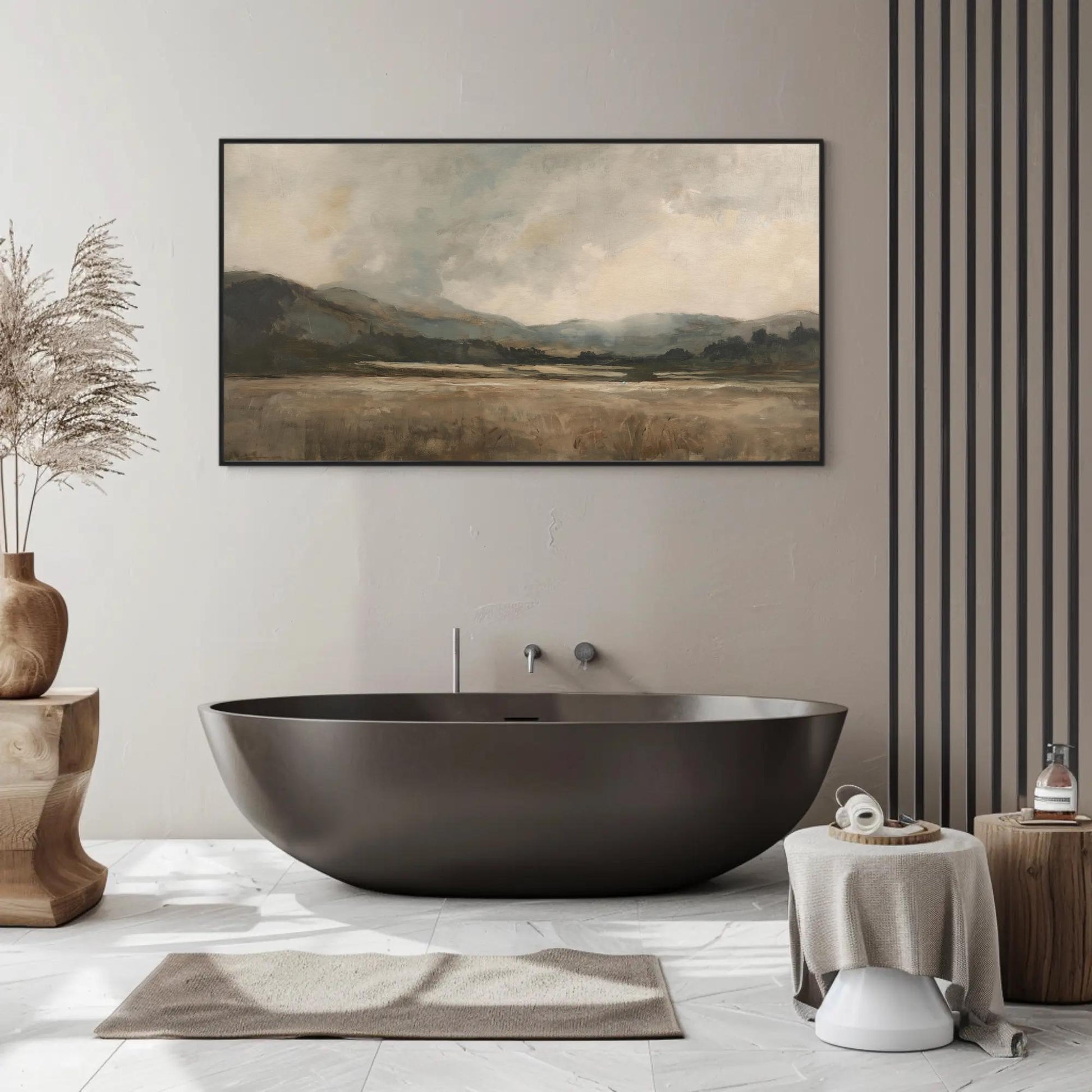 Vintage Beige Landscape , Neutral Abstract canvas wall art, gallery-wrapped or framed
