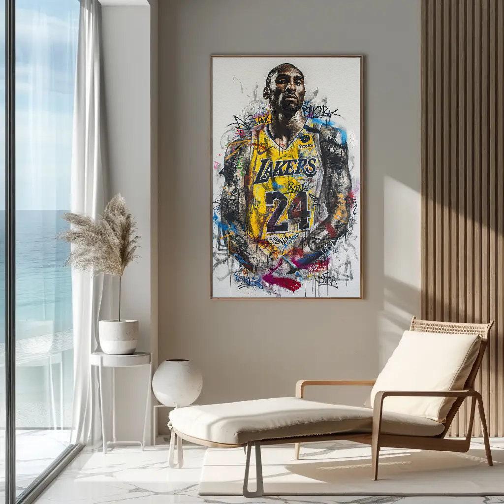 Kobe Bryant , Lakers Graffiti Basketball canvas wall art, statement décor