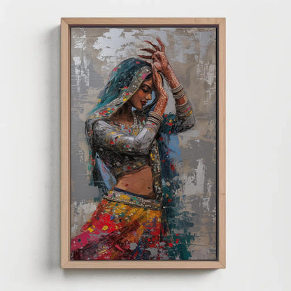 Rajasthani Woman , Vibrant Indian Ethnic bohemian canvas wall art, ready to hang