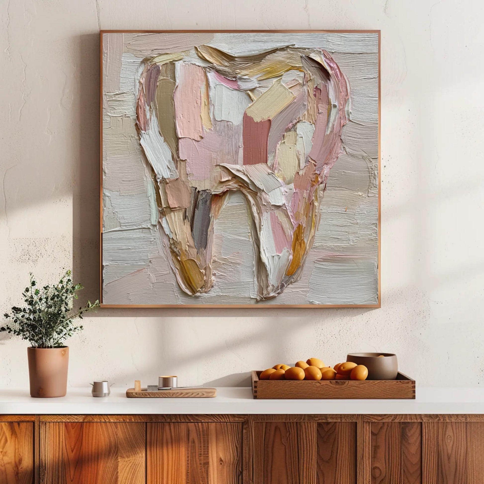 Dental Office canvas wall art in gold tones