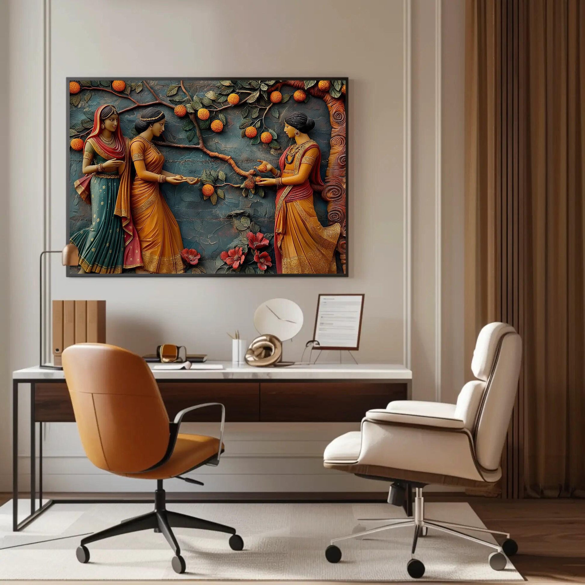 Indian Women canvas wall art shown in a styled room (view 3)