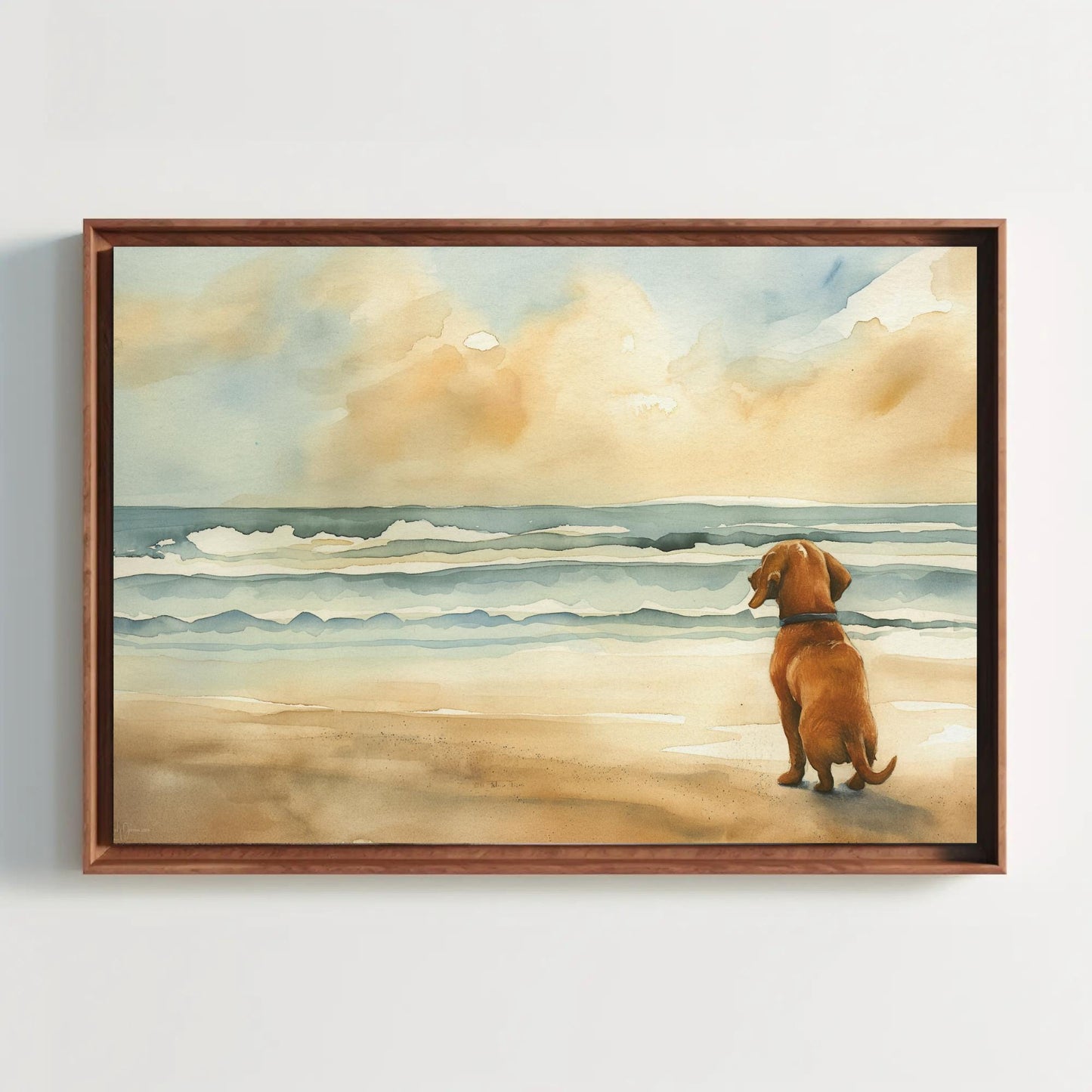 Dachshund Dog Coastal canvas wall art shown in a styled room (view 3)