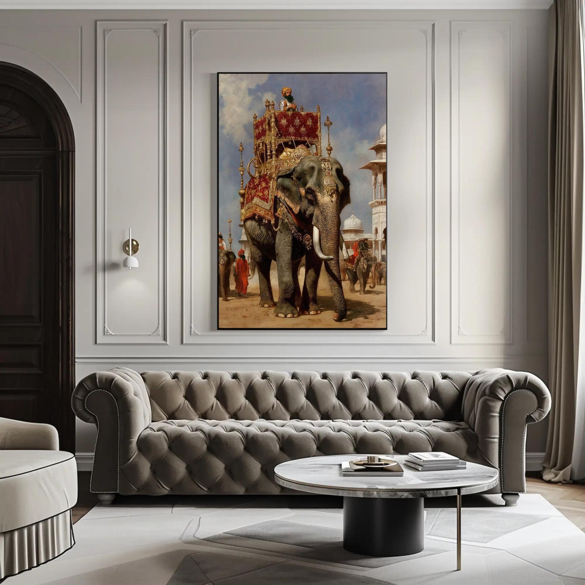 Rajasthani Style canvas wall art shown in a living room (view 2)