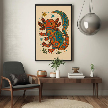 Axolotl canvas wall art, statement décor