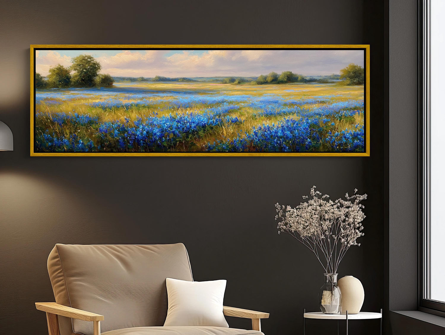 Bluebonnet Canvas Print, Vibrant Wildflower Wall Art, Texas Flower Painting