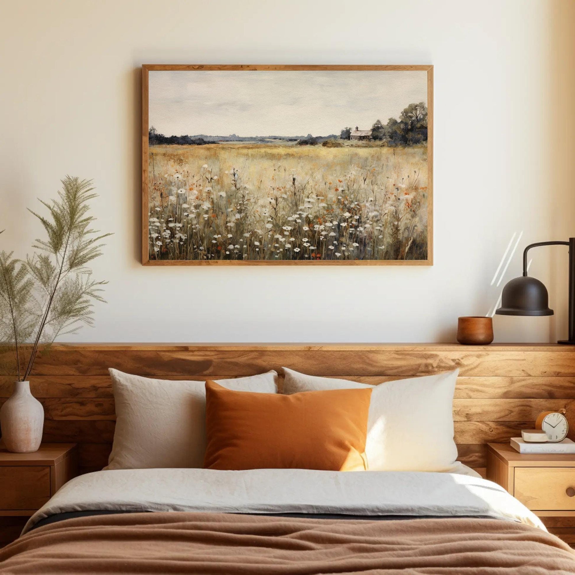 Rustic Wildflowers , Vintage Botanical farmhouse canvas wall art, ready to hang (view 2)