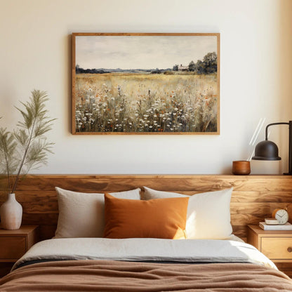 Rustic Wildflowers , Vintage Botanical farmhouse canvas wall art, ready to hang (view 2)