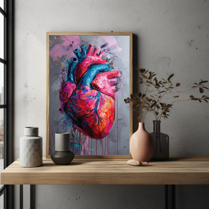 Abstract Human Heart Painting canvas wall art shown in a styled room (view 2)