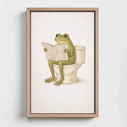 Frog Bathroom canvas wall art shown in a styled room