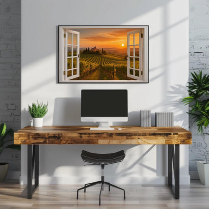a desk with a computer on top of it