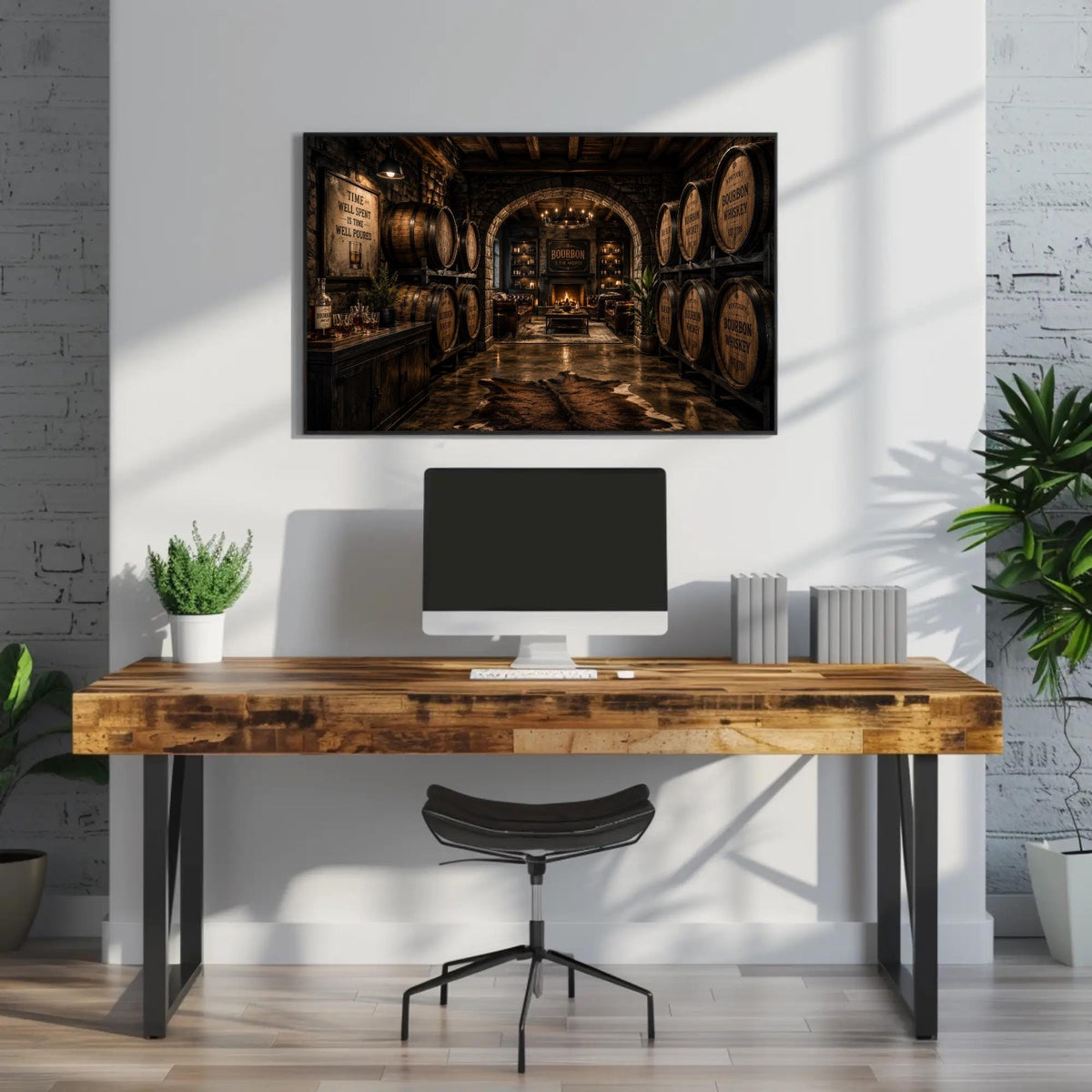 Bourbon Whiskey Wall Art - Horizontal Canvas, Sepia Barrel Prints