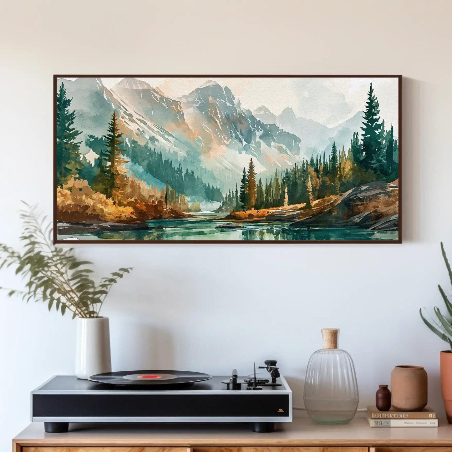 Yellowstone Canvas Print, Framed Wall Art, Wyoming Landscape Panoramic Nature Print
