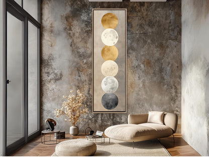 Gold Moon Phases canvas wall art shown in a living room (view 4)