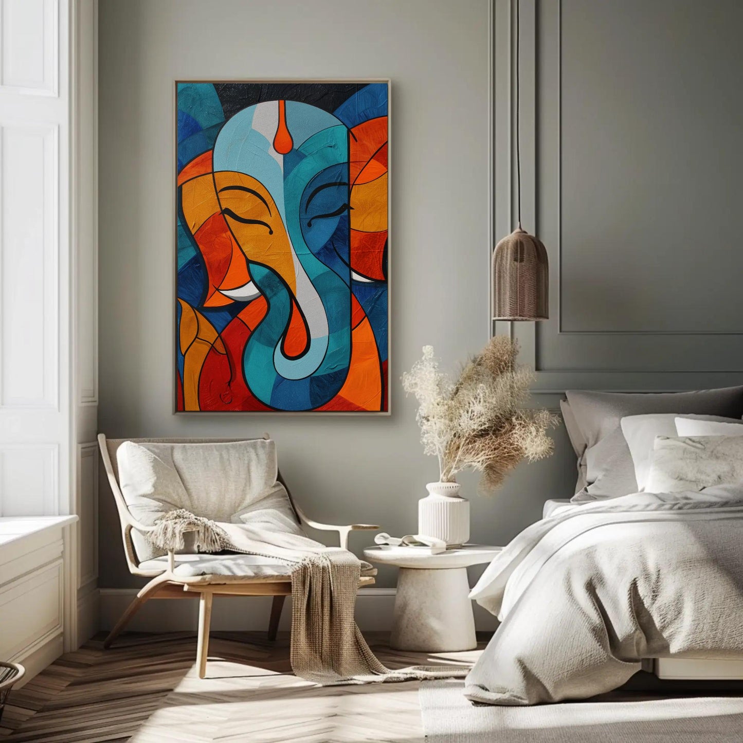 Abstract Ganesha , Modern Hindu modern canvas wall art, ready to hang (view 2)