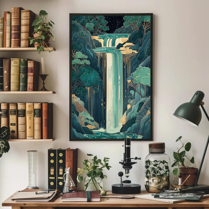 Magical Waterfall canvas wall art shown in a styled room (view 2)