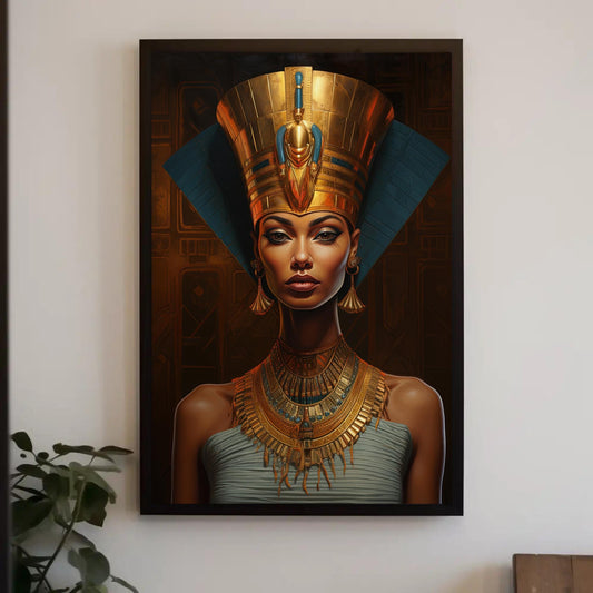 a painting of a woman wearing a gold headdress