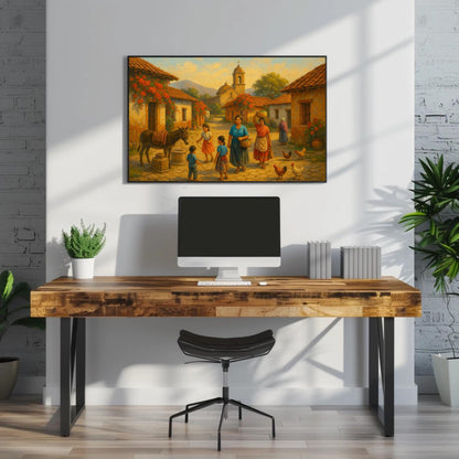 Mexican Village Art canvas wall art, gallery-wrapped or framed