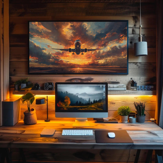 a desktop computer sitting on top of a wooden desk