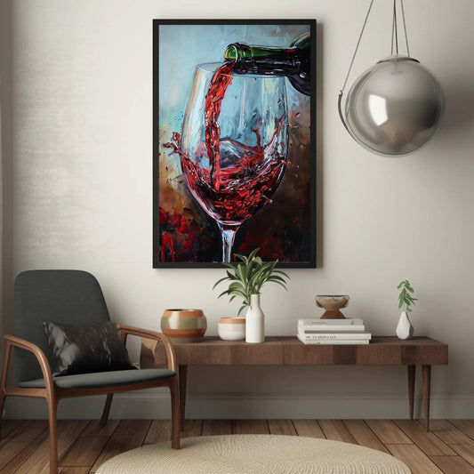 a painting of a glass of red wine