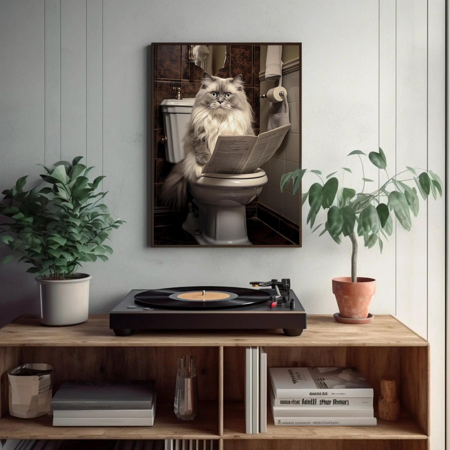 Ragdoll Cat Toilet Art canvas wall art shown in a styled room (view 2)