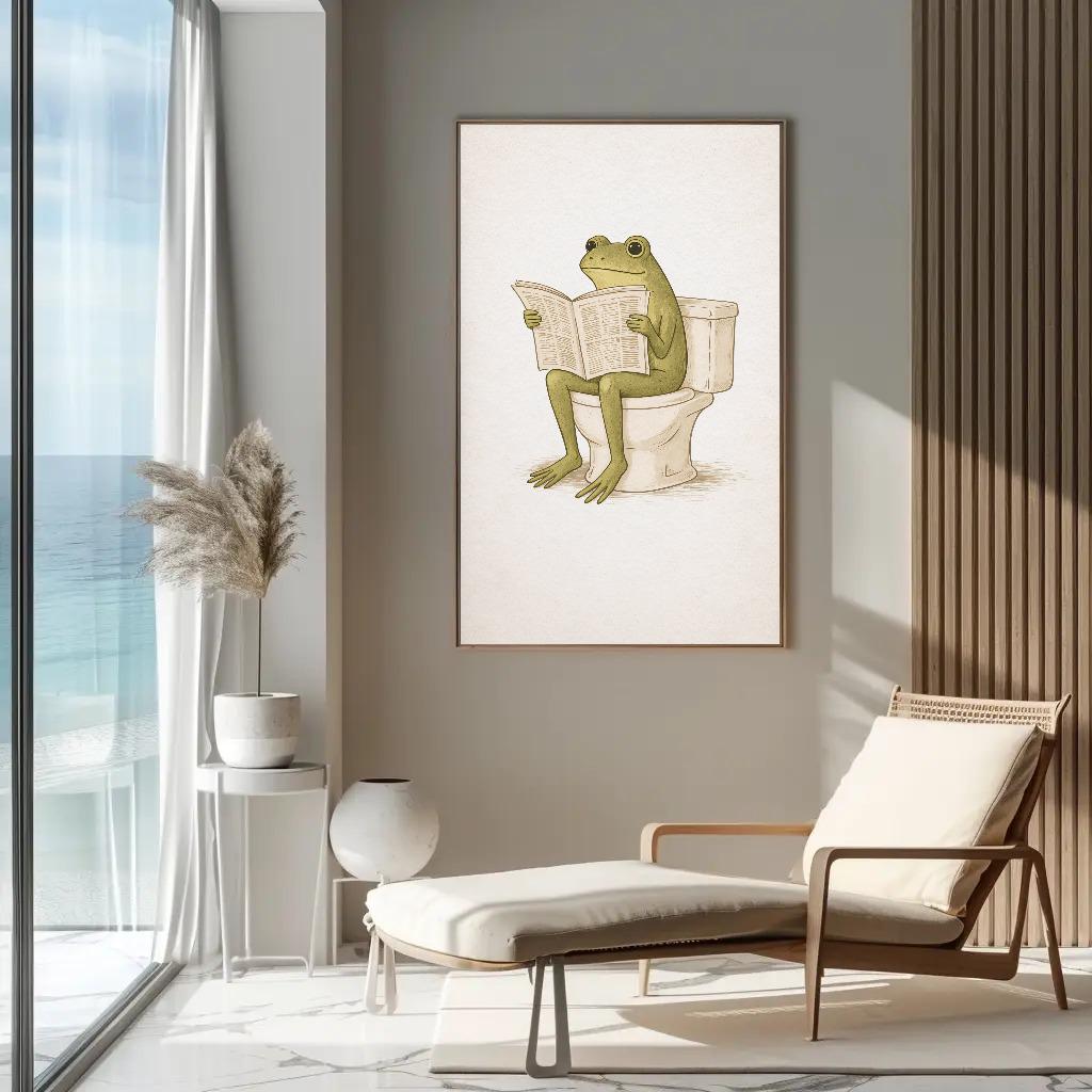 Frog Bathroom canvas wall art shown in a living room (view 4)