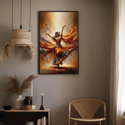Indian Dancer , South Indian Bharatanatyam canvas wall art shown in a styled interior (view 2)