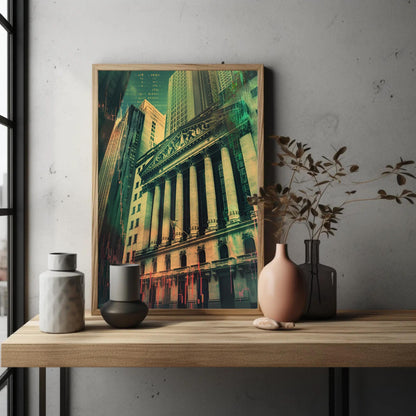 NYSE canvas wall art shown in a styled room