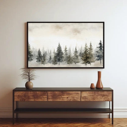 Pine Tree canvas wall art shown in a styled room (view 2)