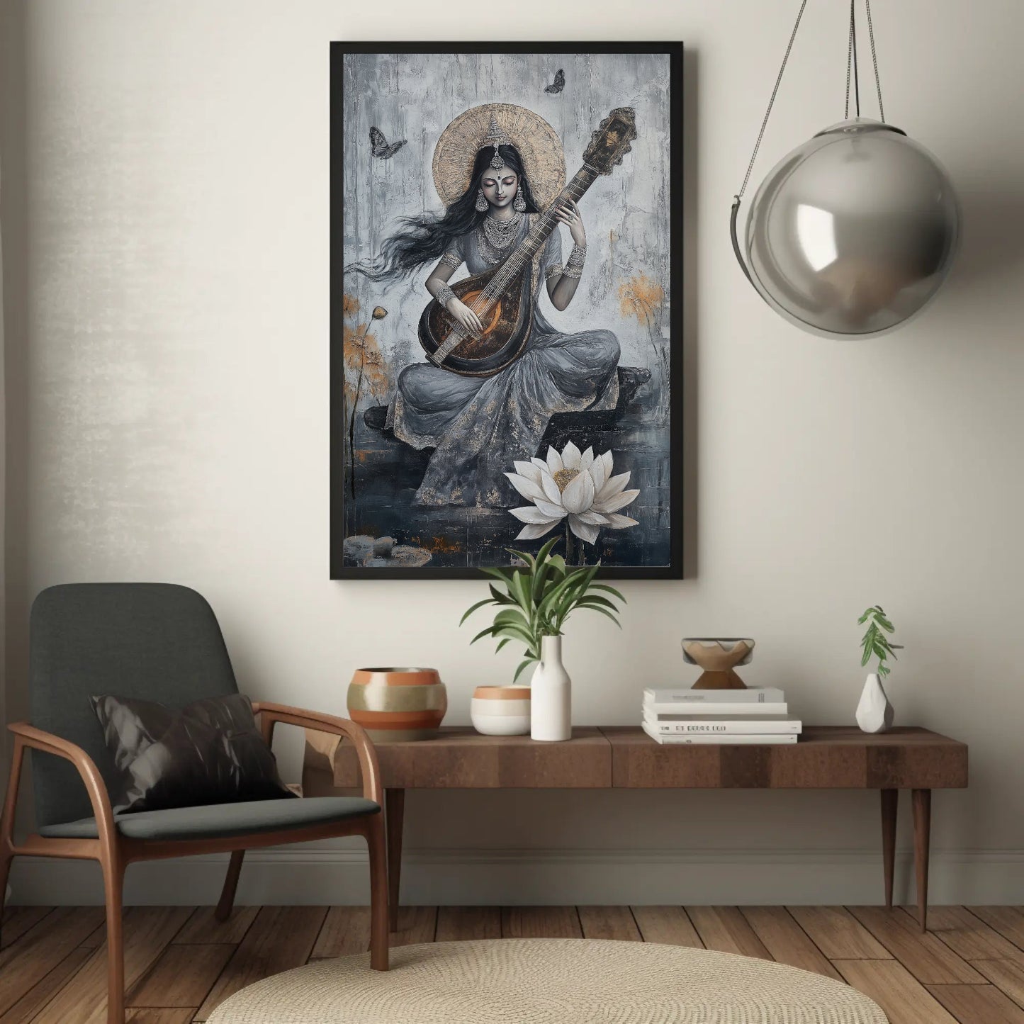 Goddess Saraswati Abstract Canvas Painting