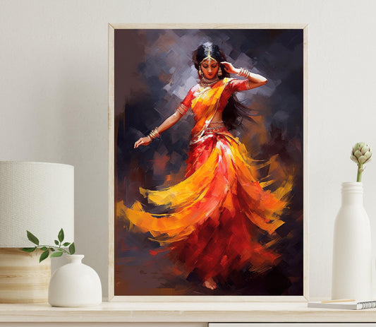 Indian Folk Dance Canvas - Vibrant Colorful Wall Art | Museum Grade Archival Print