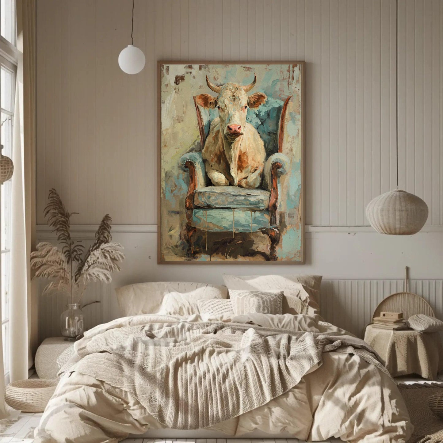 Funny Cow rustic farmhouse canvas wall art for the home