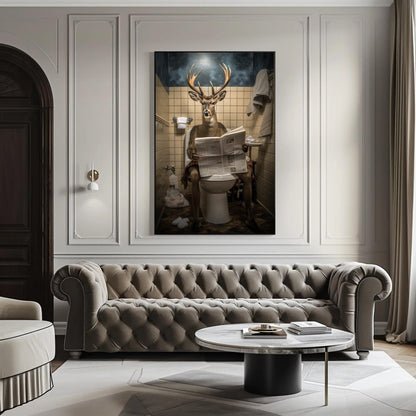 Funny Deer Bathroom Art canvas wall art for the home