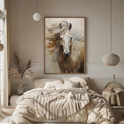 White Horse farmhouse canvas wall art for the home