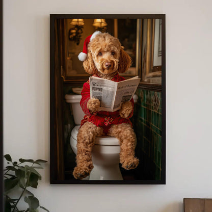 Goldendoodle Santa Hat canvas wall art shown in a styled room (view 3)