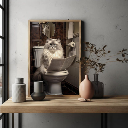 Ragdoll Cat Toilet Art canvas wall art shown in a styled room (view 3)