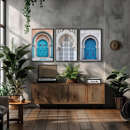 Moroccan Door canvas wall art shown in a living room (view 3)