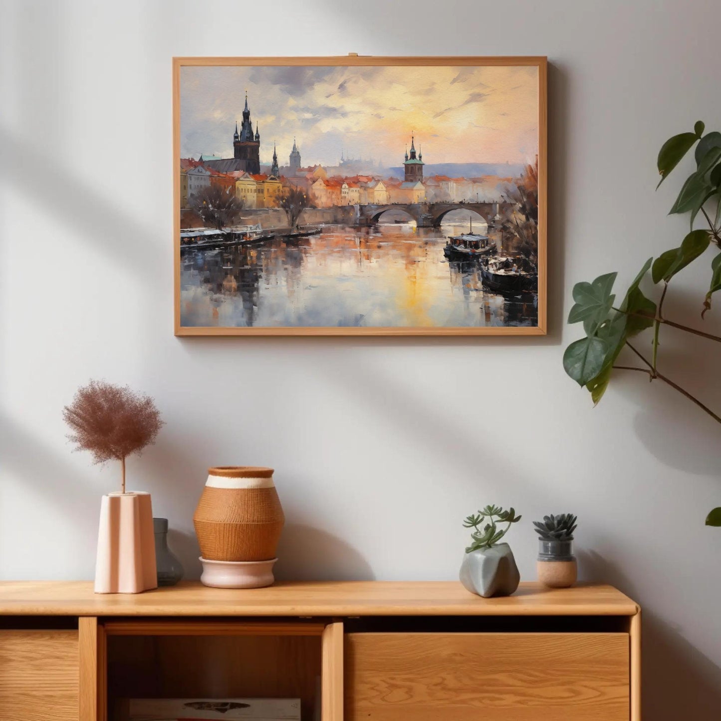 Prague , Czech Republic Gothic Cityscape Art bohemian canvas wall art, ready to hang