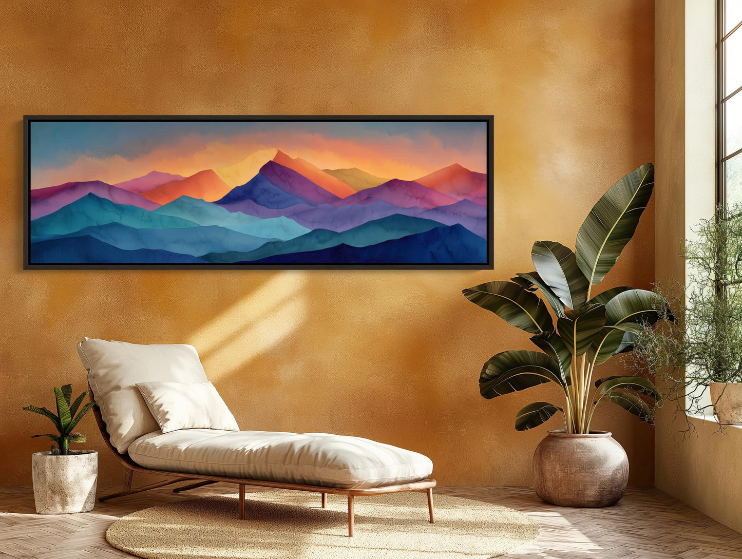 Mountain canvas wall art shown in a living room (view 5)