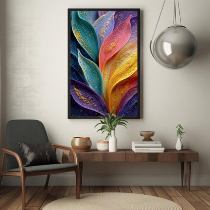 Rainbow Petals canvas wall art shown in a styled room (view 2)